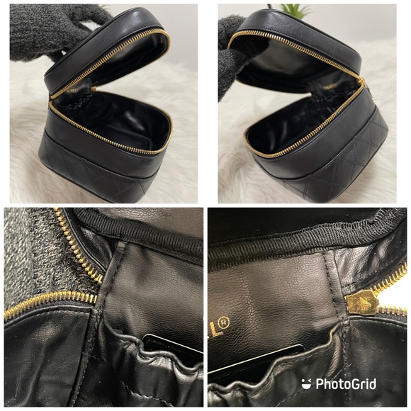 Lambskin Vanity Cosmetic Case Black #1 - Picture 11 of 16